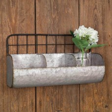 Country new large distressed gray tin divided Wire back wall rack / Nice   401441376296